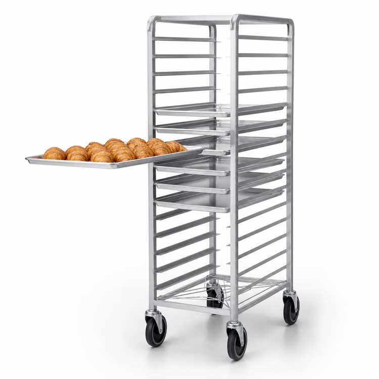 Product image #3 for Metro Super Erecta Mobile End-Load Wire Bun Pan Rack, 20-Pan Capacity, 5-Inch Swivel Casters