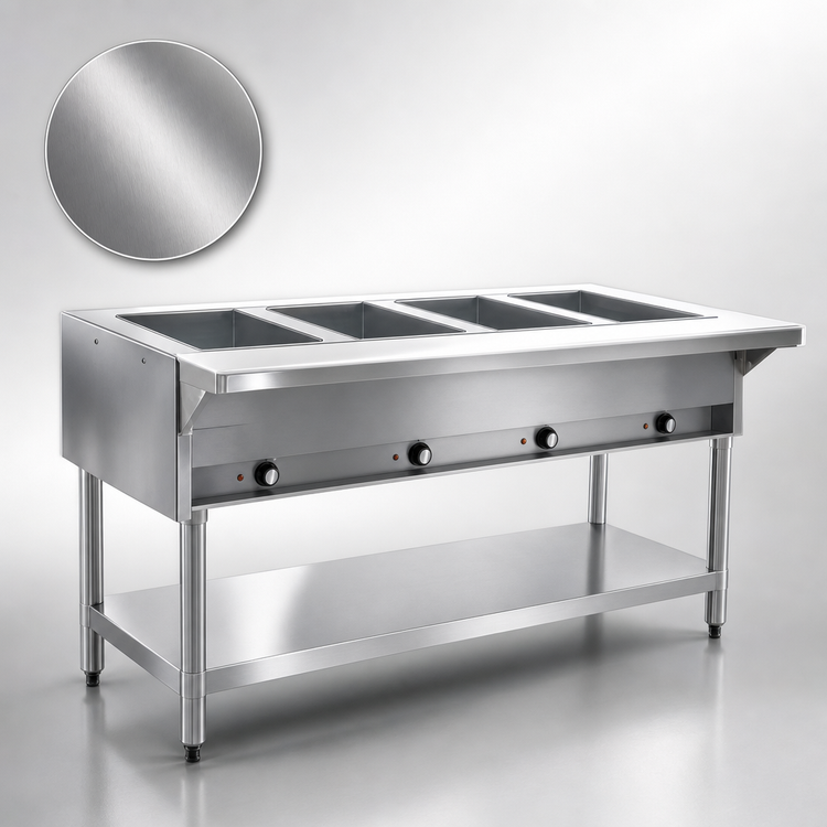 Product image #3 for Eagle Group SDHT4-120 Electric Hot Food Table with Stainless Steel Base, Open Base, 4 Dry Wells, 120V