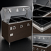 Thumbnail image #3 for Vollrath 2-Series Affordable Portable Deluxe 3-Well Mobile Hot Food Station with Open Storage Base, Buffet Breath Guard and Lights, Walnut Woodgrain, 120V