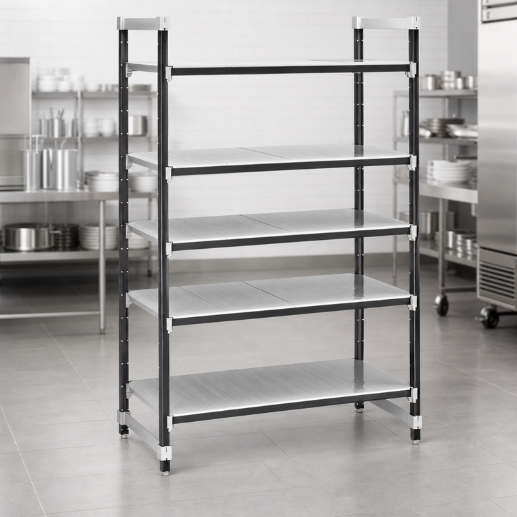 Product image #3 for Cambro Camshelving Elements XTRA 24-Inch Wide x 18-Inch Deep x 84-Inch High 5-Tier Solid Stationary Starter Unit
