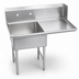 Thumbnail image #3 for BK Resources 48-Inch Left-Side Straight Soiled Dish Table with 20 x 20 x 8 Welded Sink, 10-Inch Backsplash, and Stainless Steel Legs