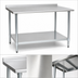 Thumbnail image #3 for Deluxe Series 72-Inch x 24-Inch 16-Gauge 300 Series Stainless Steel Work Table with Rear Upturn and Galvanized Base