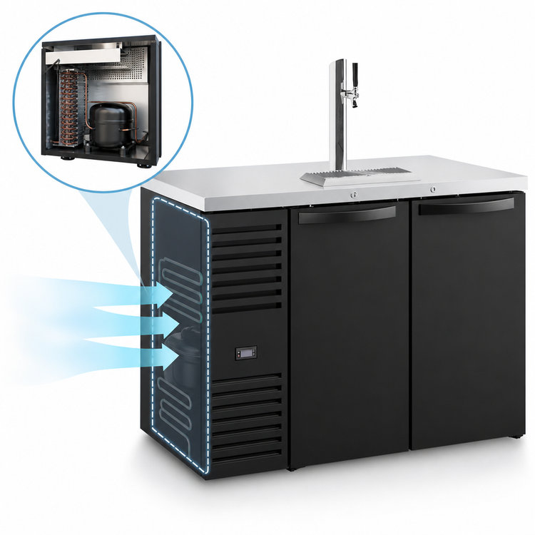 Product image #3 for True 48-Inch Two-Section Draft Beer Refrigerator with Stainless Steel Countertop and One Column