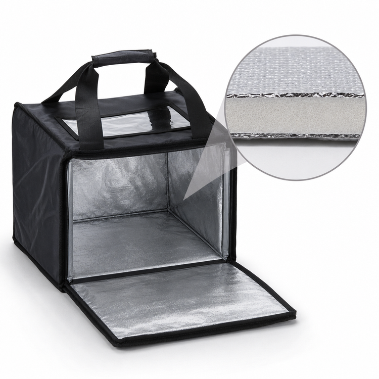 Product image #4 for Deluxe 12-1/2 Inch Square Insulated Delivery Bag, Black
