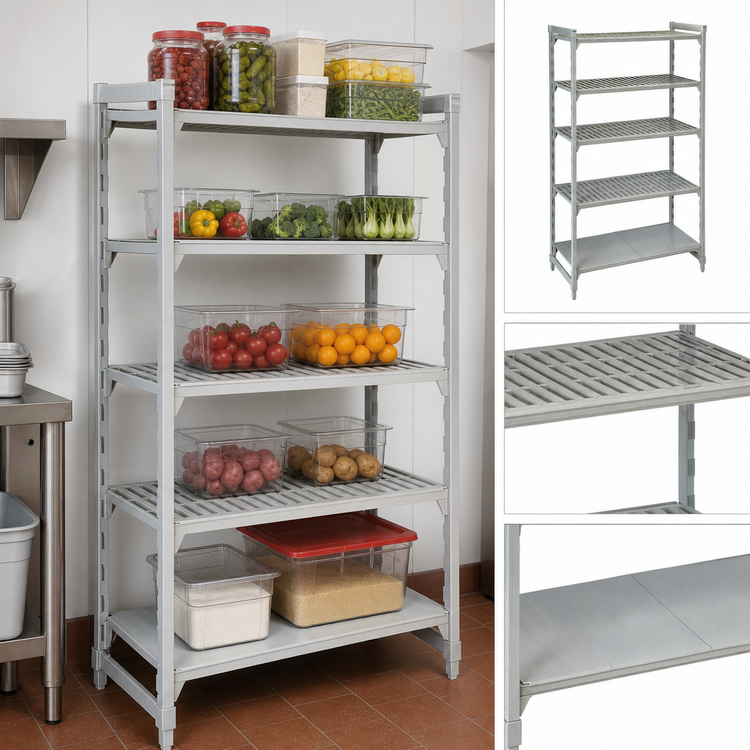 Product image #4 for Cambro Camshelving Premium 24"D x 30"W x 84"H 5-Tier Vented and Solid Stationary Starter Shelving Unit