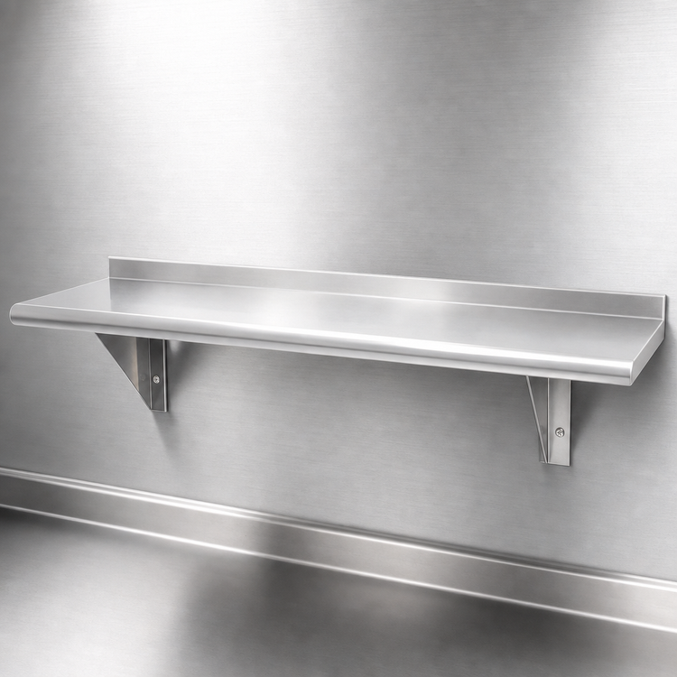 Product image #3 for Advance Tabco 120" W x 12" D Wall-Mounted 18 Gauge 430 Stainless Steel Shelf