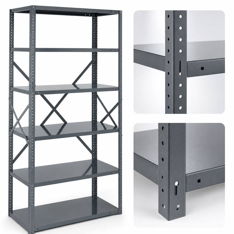 Product image #3 for Quantum IRONMAN 4-Shelf Open Steel Shelving Unit, 18 x 36 x 75 Inches
