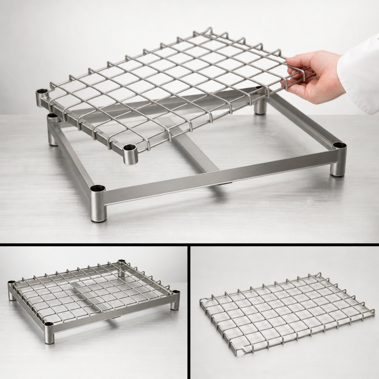 Product image #3 for Eagle Group Stainless Steel Dunnage Shelf with Removable Wire Mat, 36 x 24 Inches