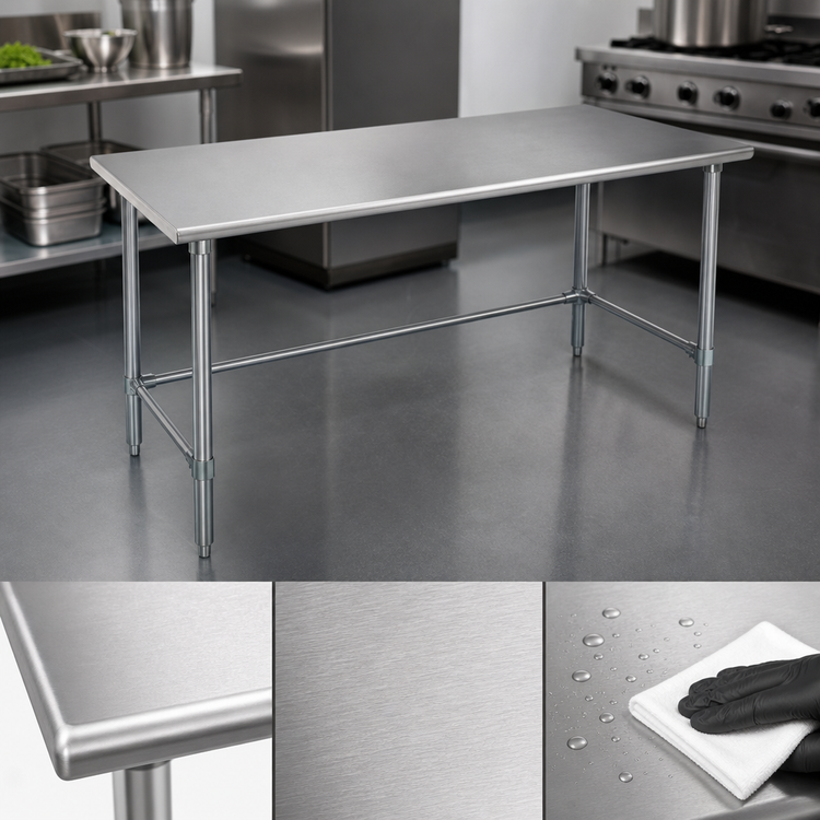 Product image #3 for Eagle Group BlendPort Deluxe Series 72" x 30" Stainless Steel Top Work Table with Rolled Rim Edge