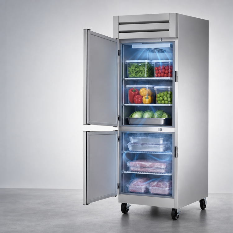 Product image #3 for SPEC SERIES One-Section Dual-Temperature Reach-In Refrigerator/Freezer with Two Half Solid Swing Doors