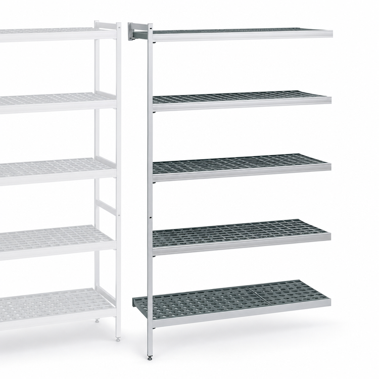 Product image #3 for Fermostock 5-Tier Perforated Polymer Shelving Expansion Kit, 83" H x 35" W x 18" D