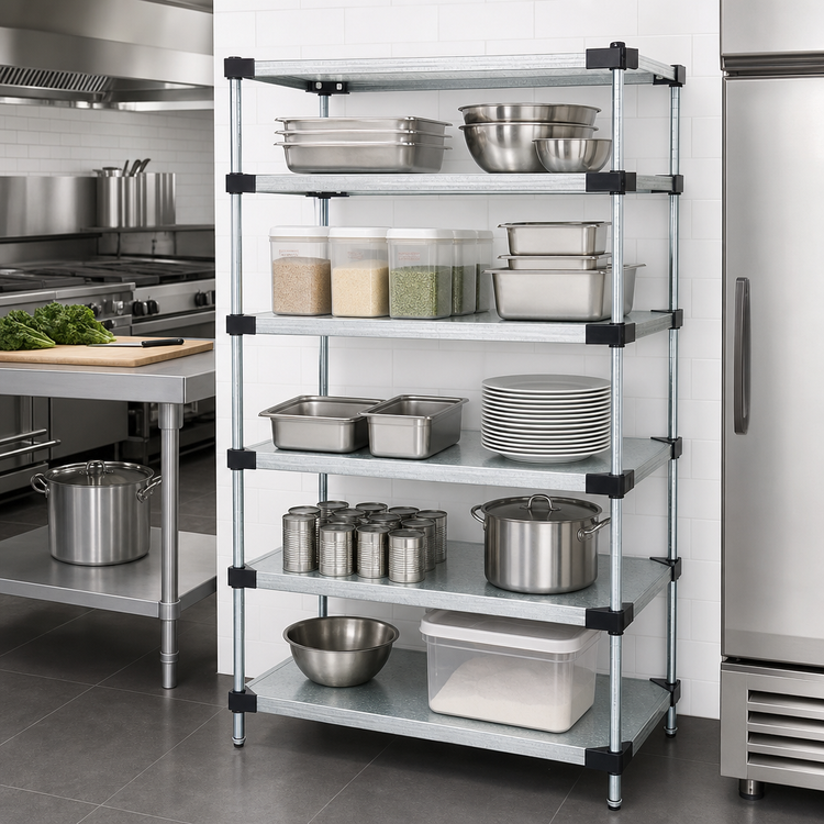 Product image #3 for Quantum 5-Shelf Stationary Solid Shelving Starter Kit, 42-Inch W x 18-Inch D x 74-Inch H
