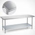 Thumbnail image #3 for Duke 144-Inch x 30-Inch Stainless Steel Work Table with Galvanized Undershelf and Posts, 36-Inch High, No Backsplash