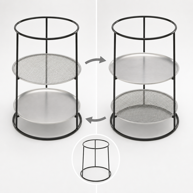 Product image #3 for American Metalcraft Large Reversible Round Pizza Pan & Screen Rack Stand, Rubber-Coated Steel, Black