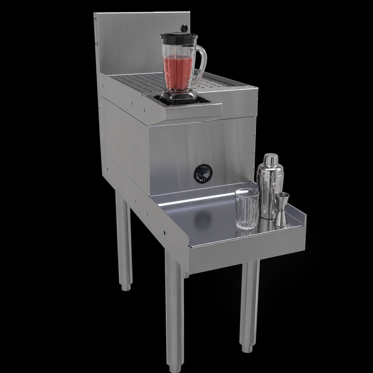 Product image #3 for Glastender DBSB-12 12-Inch Underbar Stainless Steel Blender Station with Drainboard Top
