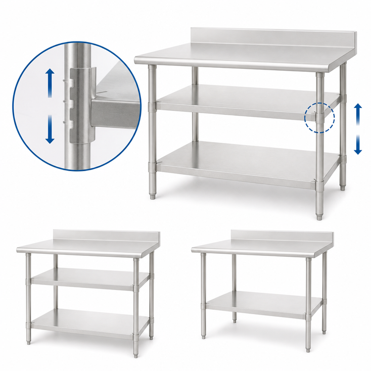 Product image #3 for Eagle Group Adjustable Galvanized Work Table Undershelf, 108 x 24 Inches