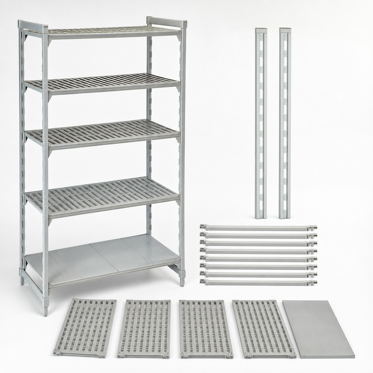 Product image #4 for Cambro Camshelving Premium 24"D x 36"L x 84"H 5-Tier Stationary Starter Unit with Vented and Solid Shelves