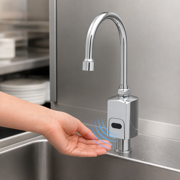 Product image #3 for T&S ChekPoint Touchless Electronic Deck Mount Faucet with Swivel/Rigid Gooseneck Spout, 0.5 GPM