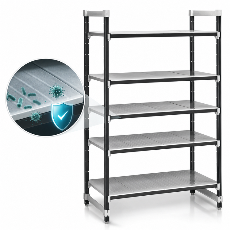 Product image #3 for Cambro Camshelving Elements XTRA 60"W x 24"D x 84"H 4-Tier Solid Stationary Starter Shelving Unit