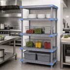 Thumbnail image #3 for Quantum Millenia QP184262V3S1 42"W x 18"D x 62"H 4-Shelf Polymer Stationary Starter Shelving Unit, Gray