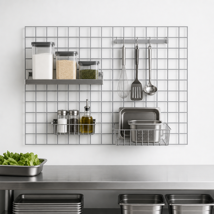 Product image #3 for Metro SmartWall 48 x 30 Inch Wall-Mounted Wire Grid, Metroseal Gray with Microban
