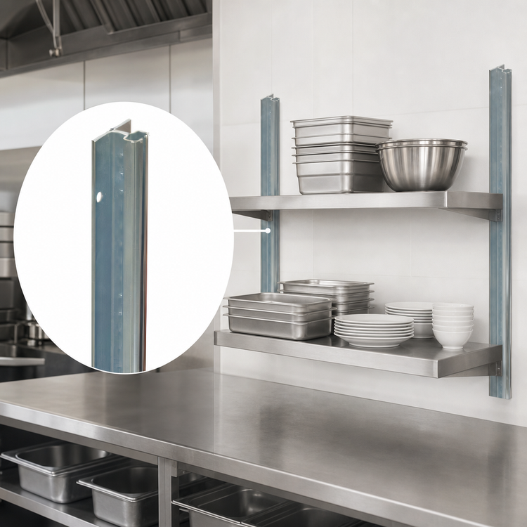 Product image #3 for Eagle Group 96-Inch Aluminum NSF Wall-Mounted Cantilever Shelving Standard Upright