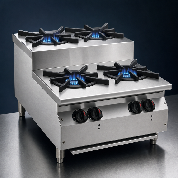 Product image #3 for RedHots Chef's Line 24-Inch 4-Burner Step-Up Countertop Gas Hot Plate, Natural Gas