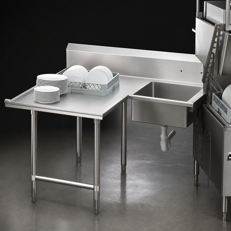 Product image #3 for John Boos Pro-Bowl L-Shaped Soiled Landing Dishtable with 20 x 20 x 8 Sink Bowl, 72-Inch, Left-to-Right