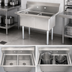 Thumbnail image #3 for Omcan 53-Inch Wide 2-Compartment Pot Sink with 24 x 24 x 14-Inch Bowls, 18-Gauge 304 Stainless Steel