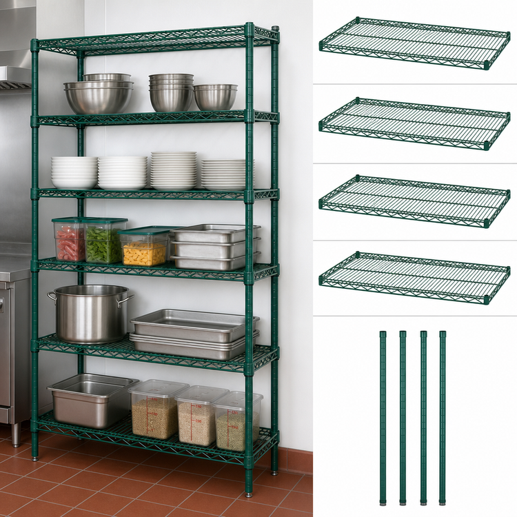 Product image #3 for Quantum 54 Inch Wide x 21 Inch Deep x 63 Inch High 5-Shelf Wire Shelving Starter Kit