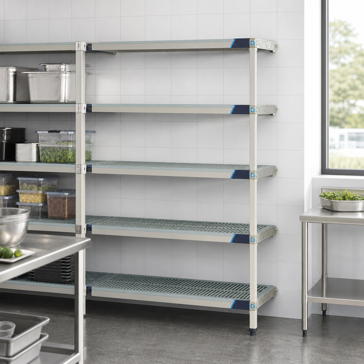 Product image #3 for MetroMax i 5-Tier Add-On Polymer Shelving Unit with Open Grid Shelves, 42W x 24D x 74H