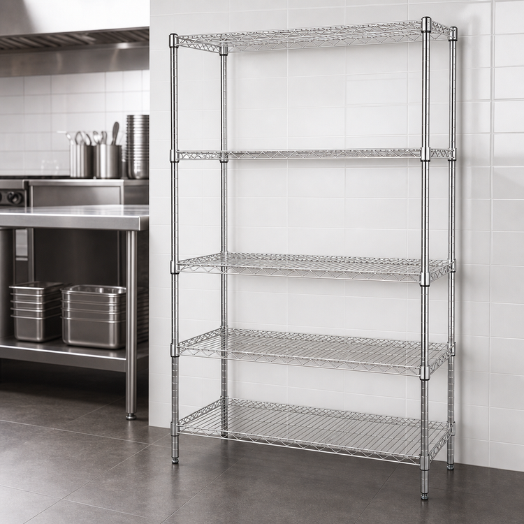 Product image #3 for Quantum 60"W x 24"D x 54"H Stationary Wire Shelving Starter Kit with 5 Shelves, 304 Stainless Steel
