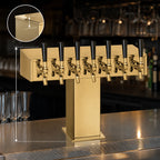 Thumbnail image #3 for Perlick Corporation 4006S10BTF2 10-Faucet Glycol-Cooled Countertop Tee Draft Beer Tower, Extra-High, Wide Base, Brass Finish