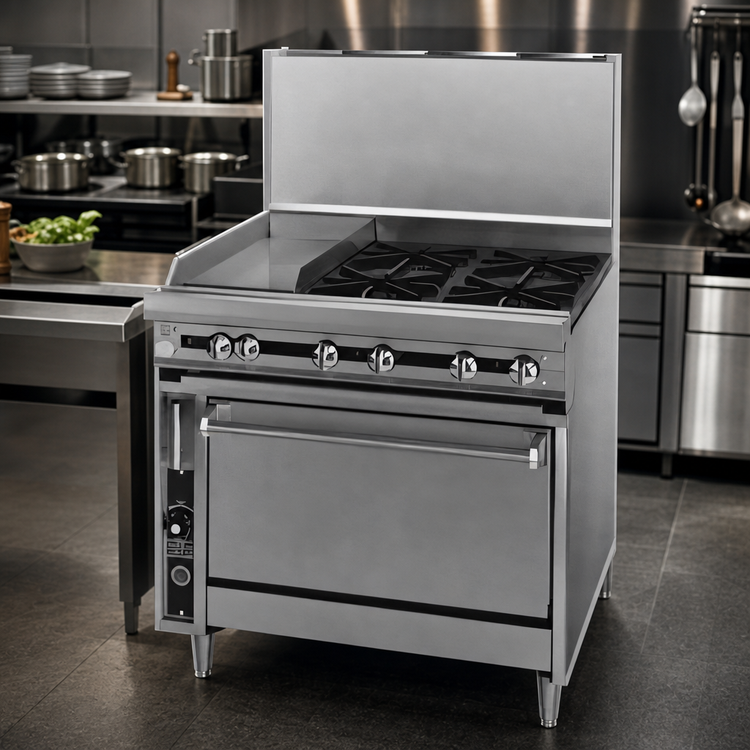 Product image #3 for Jade Range Titan JTRH-4-1HT-36 36" Gas Heavy Duty Range with 4 Open Burners, 1 Hot Top, and Standard Oven