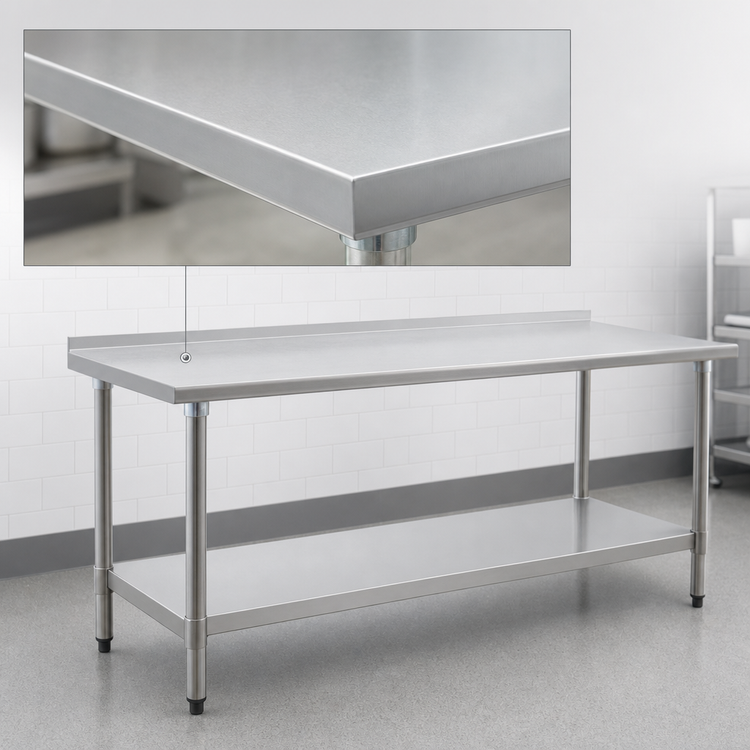 Product image #3 for Eagle Deluxe Series Stainless Steel Work Table with Rear Upturn and Adjustable Undershelf, 72-Inch x 24-Inch