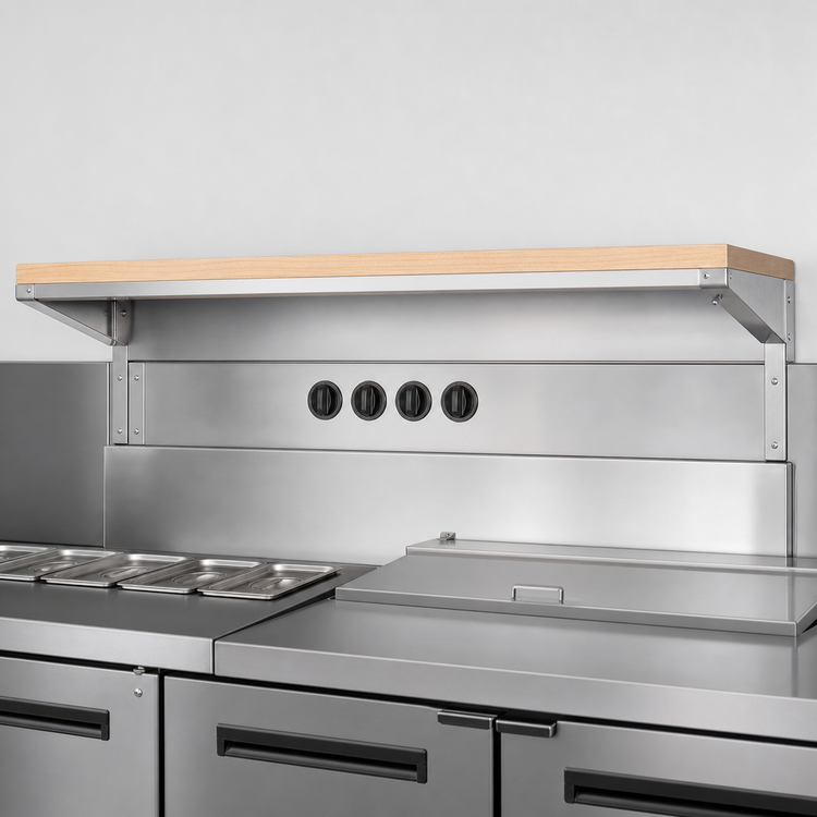 Product image #3 for Director's Choice 36-Inch x 8-Inch Mounted Work Shelf with Hardwood Top and Stainless Steel Drop Brackets