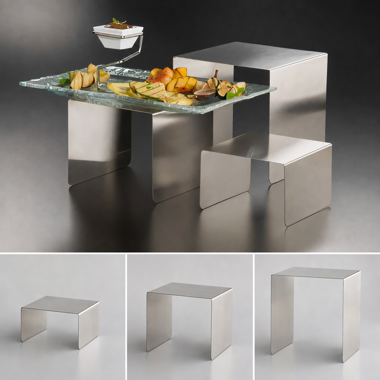 Product image #3 for Nesting Stainless Steel Square Buffet Riser Set, 3-Piece, Satin Finish