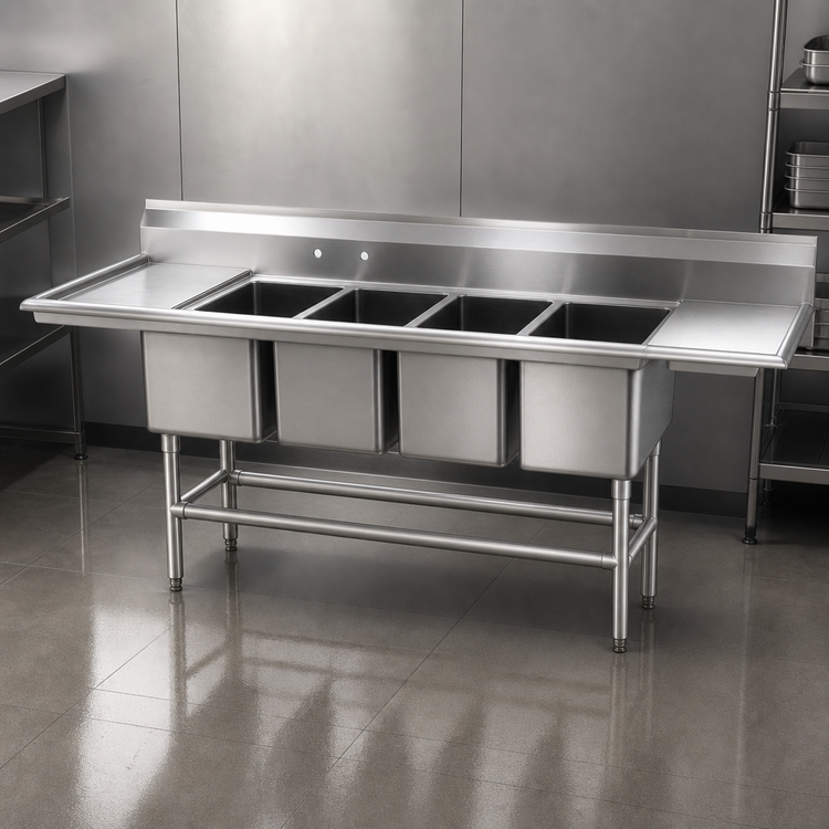 Product image #3 for Eagle Group Spec-Master FN Series Four-Compartment Sink with Left Drainboard