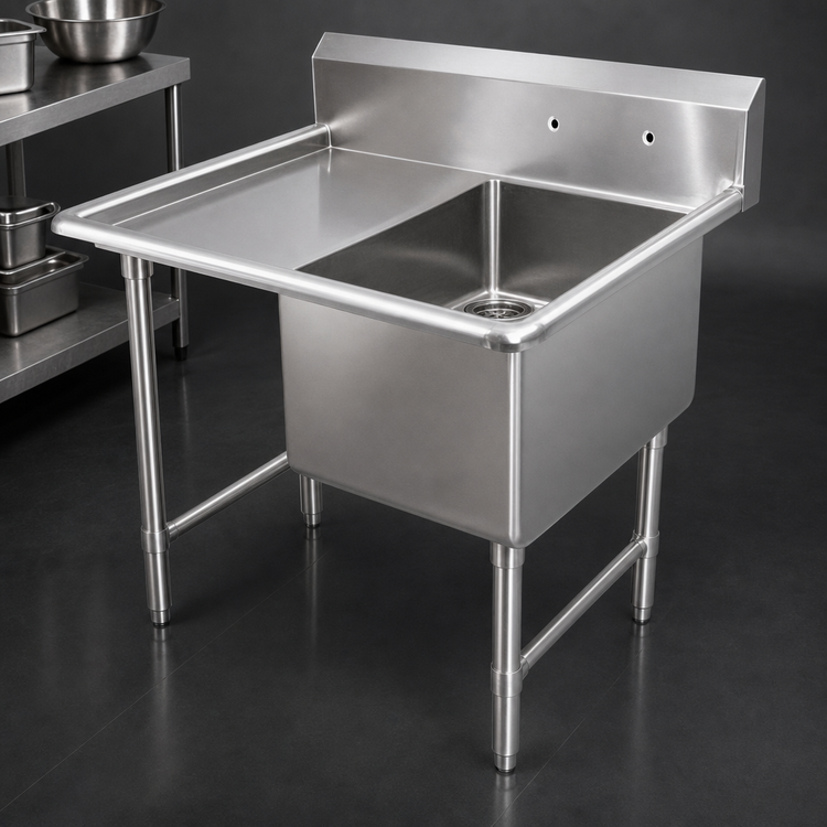 Product image #3 for John Boos B Series 1-Compartment 16 Gauge Stainless Steel Sink with Left Drainboard
