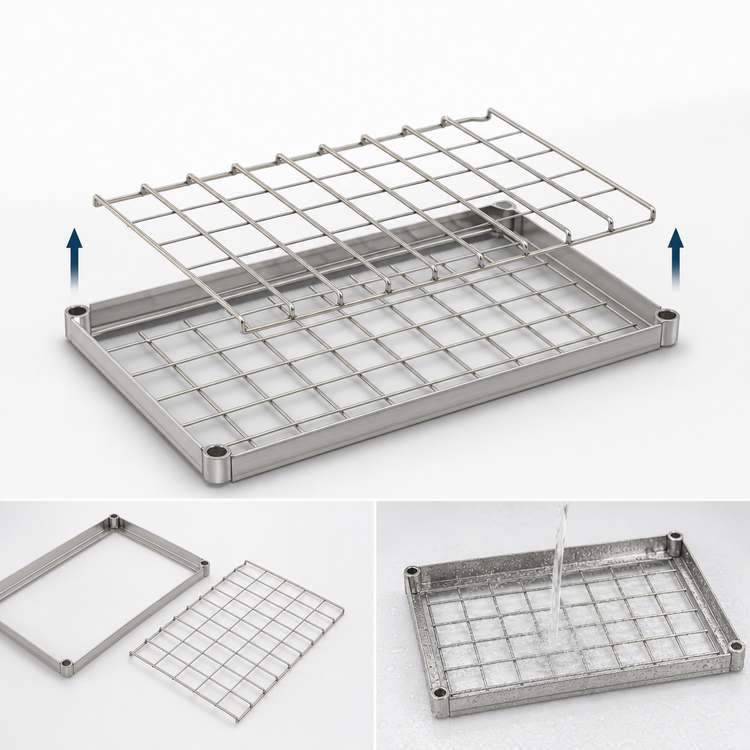 Product image #3 for Eagle Group Chrome Dunnage Shelf with Removable Wire Mat, 36 x 24 Inches