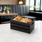 Thumbnail image #3 for American Metalcraft WTBL12 1/3 Size Rectangular Black Wooden Serving Crate Case of 4
