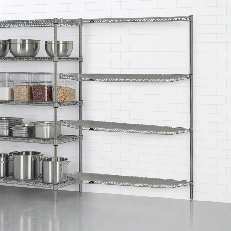 Product image #3 for Metro Super Erecta Brite Add-On Wire Shelving Unit, 48"W x 18"D x 63"H, 4 Shelves