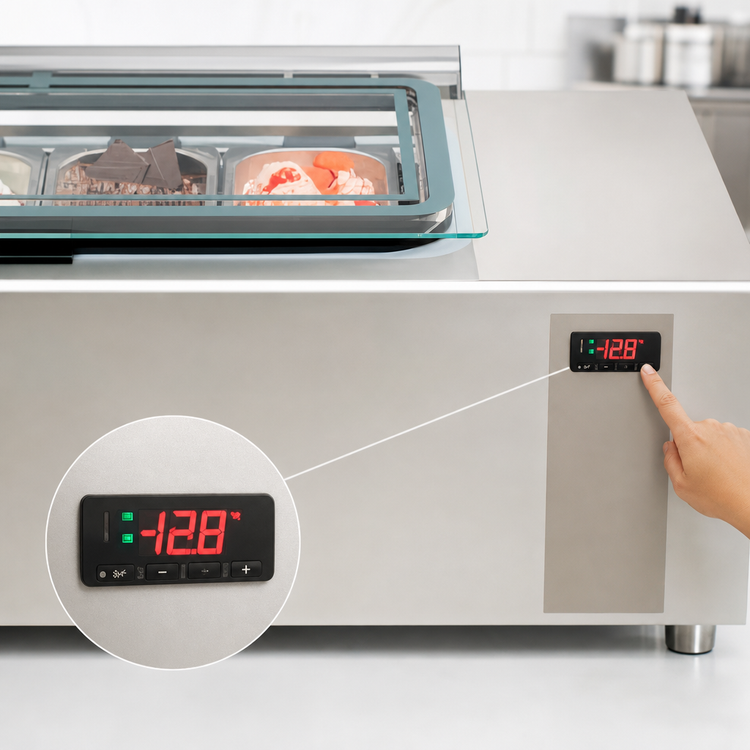 Product image #4 for Nemox 4 Magic Pro 100 Gelato Display Case with Digital Thermostat and 4 x GN 1/4 Pan Capacity