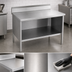 Thumbnail image #3 for John Boos 14-Gauge Open Front Enclosed Base Stainless Steel Work Table with 5-Inch Backsplash, 132 x 24 Inches