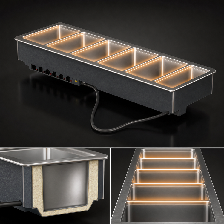 Product image #3 for Vollrath 6-Well Drop-In Electric Hot Food Well, Manifold Drain, Infinite Controls, 240V