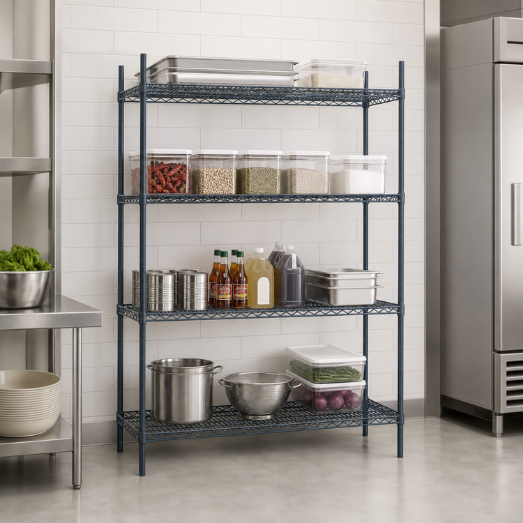 Product image #3 for Mixrite 36-Inch W x 18-Inch D 4-Shelf Epoxy Wire Shelving Unit with 74-Inch Posts, Slate Gray