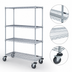 Thumbnail image #3 for Quantum Mobile Wire Shelving Cart with 4 Shelves, 48 x 24 x 69 Inches, Chrome Plated