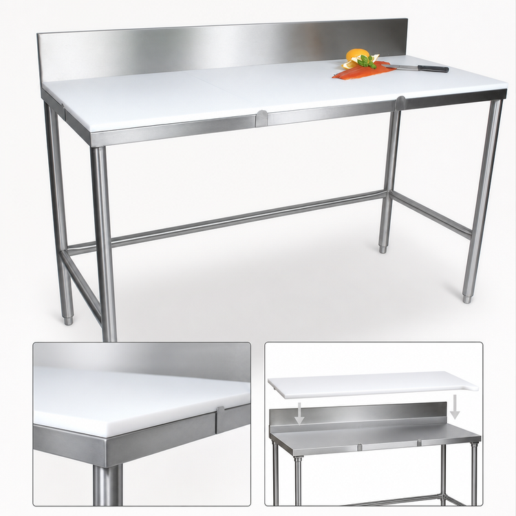 Product image #3 for John Boos 36 x 30 Inch Reversible Poly Top Trimming Table with 6 Inch Removable Backsplash