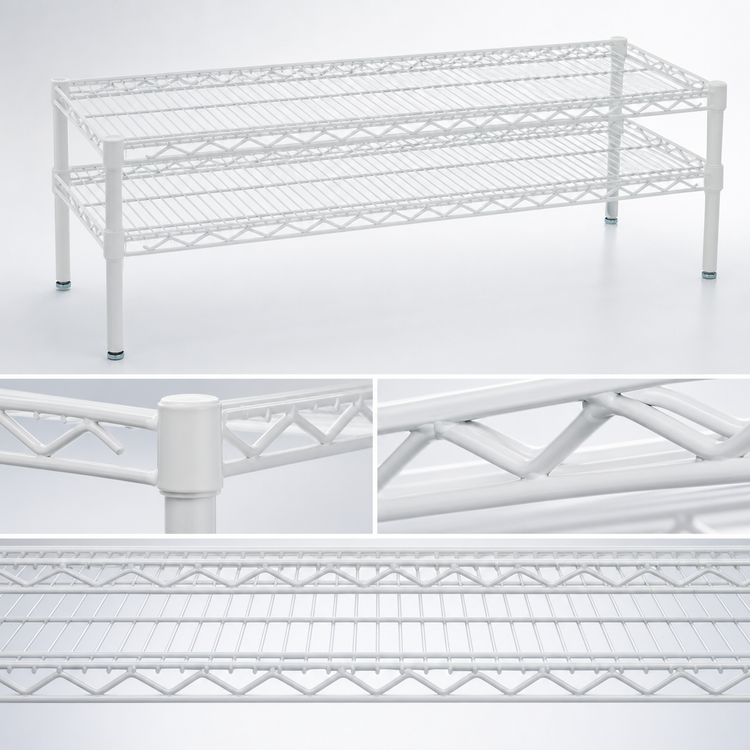 Product image #3 for QuadTruss 2-Tier Front Case Merchandise Wire Shelving Unit, 42 x 14 x 14 Inches, White Epoxy Finish