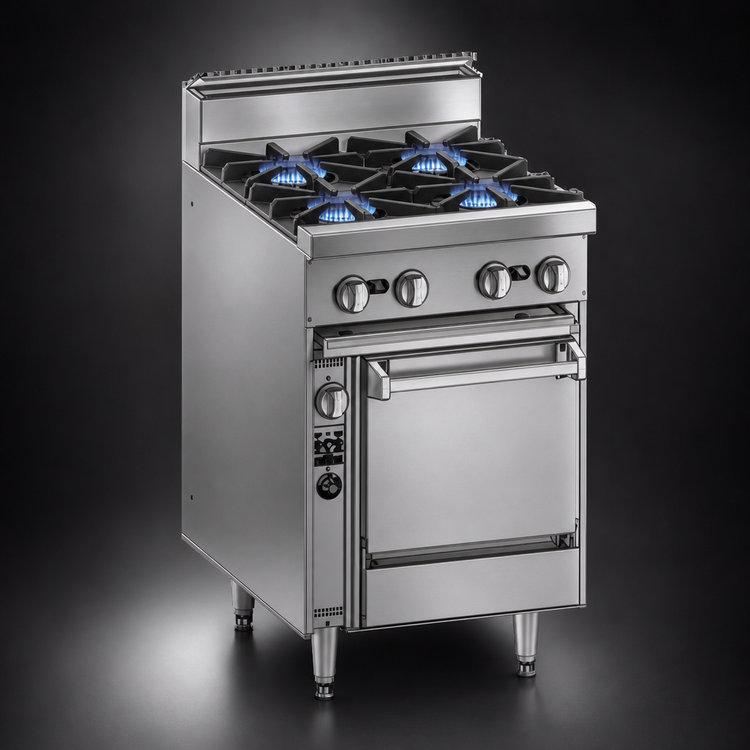 Product image #3 for Bistro 24-Inch Gas Restaurant Range with 4 Open Burners and Standard Oven, Stainless Steel, 150,000 BTU